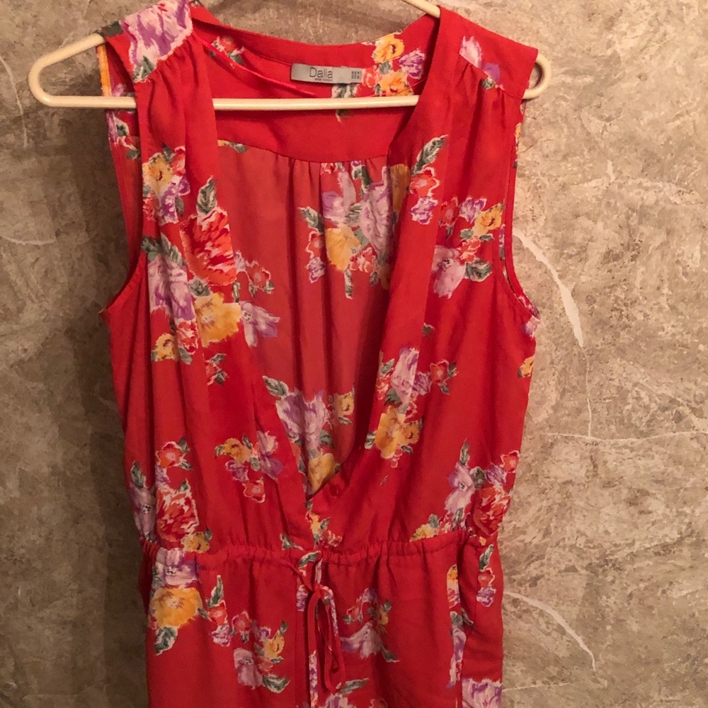 Floral, pinkish color shorts jumper